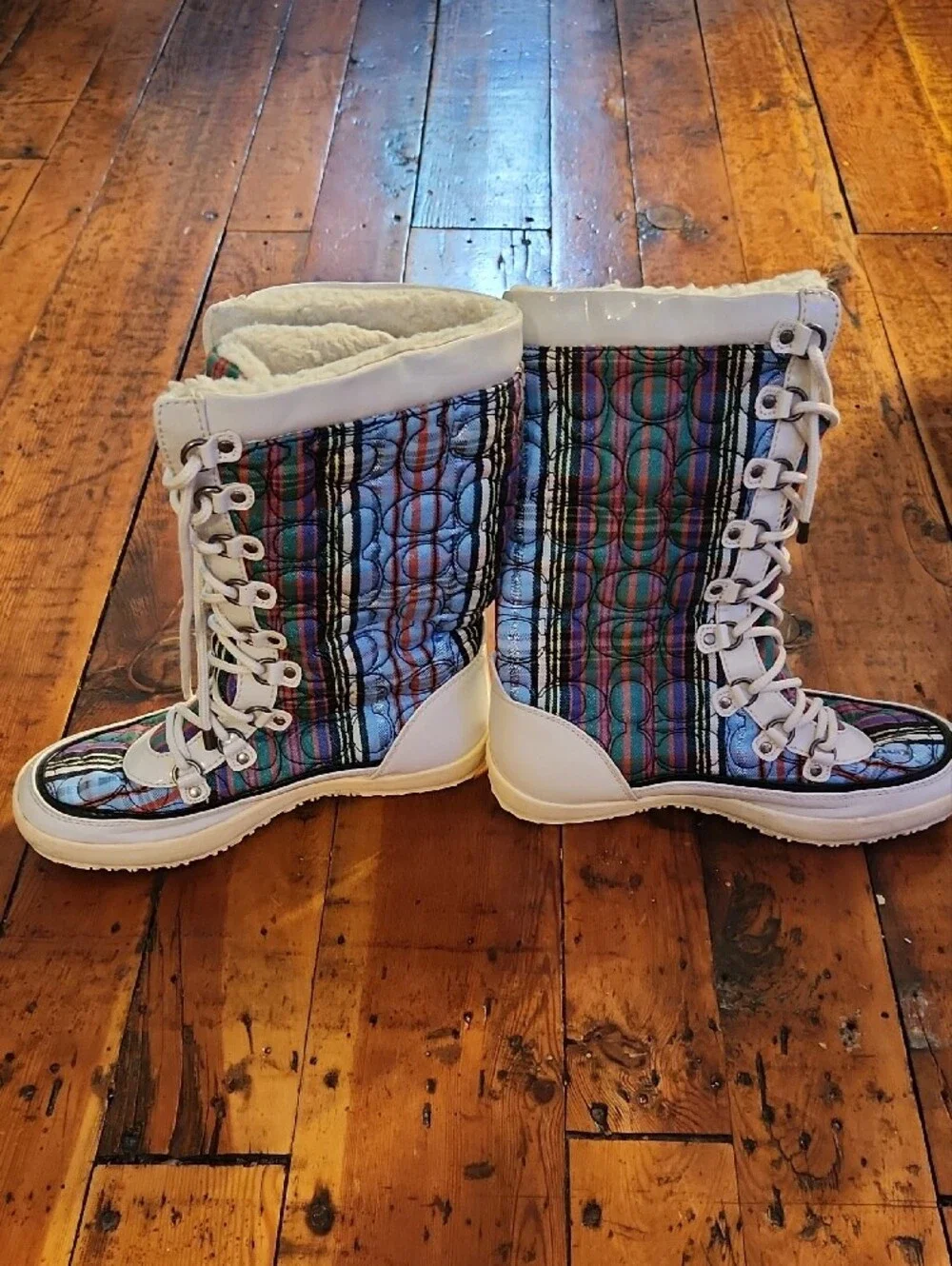 COACH Poppy Peggy Women's Quilted Multicolor Winter/Snow Boots
